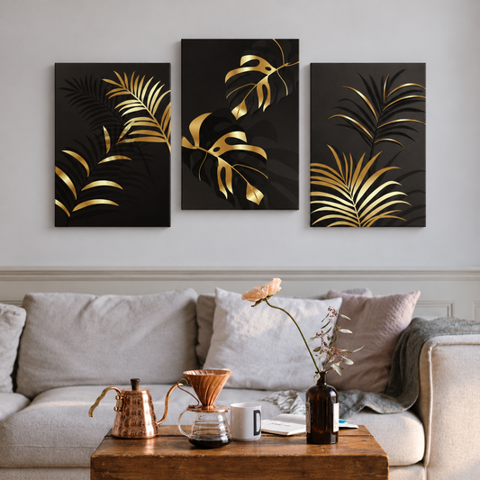 Set de Palmeras Negro y Dorado